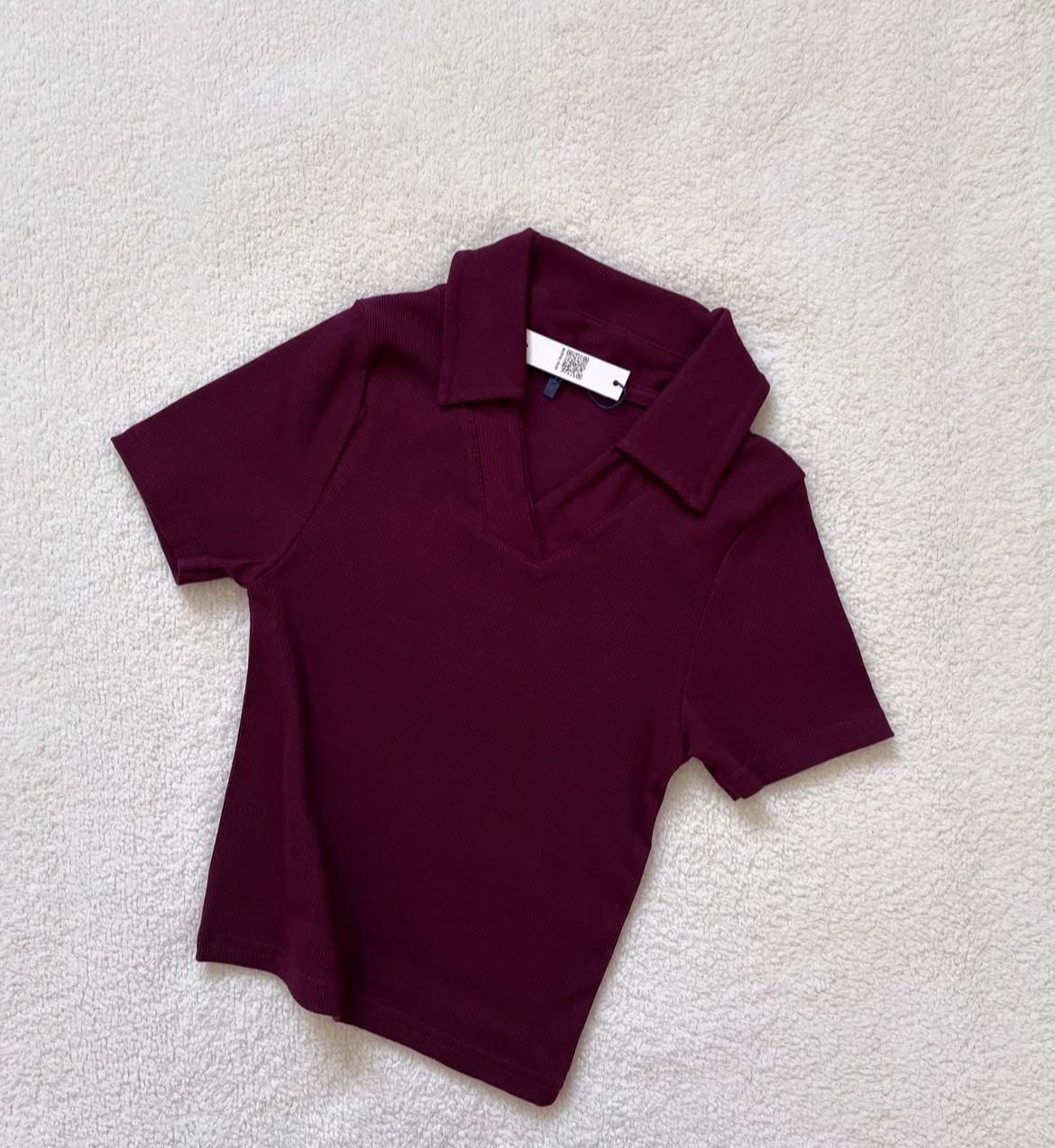 CROP POLO VNECK COLLAR SHIRT