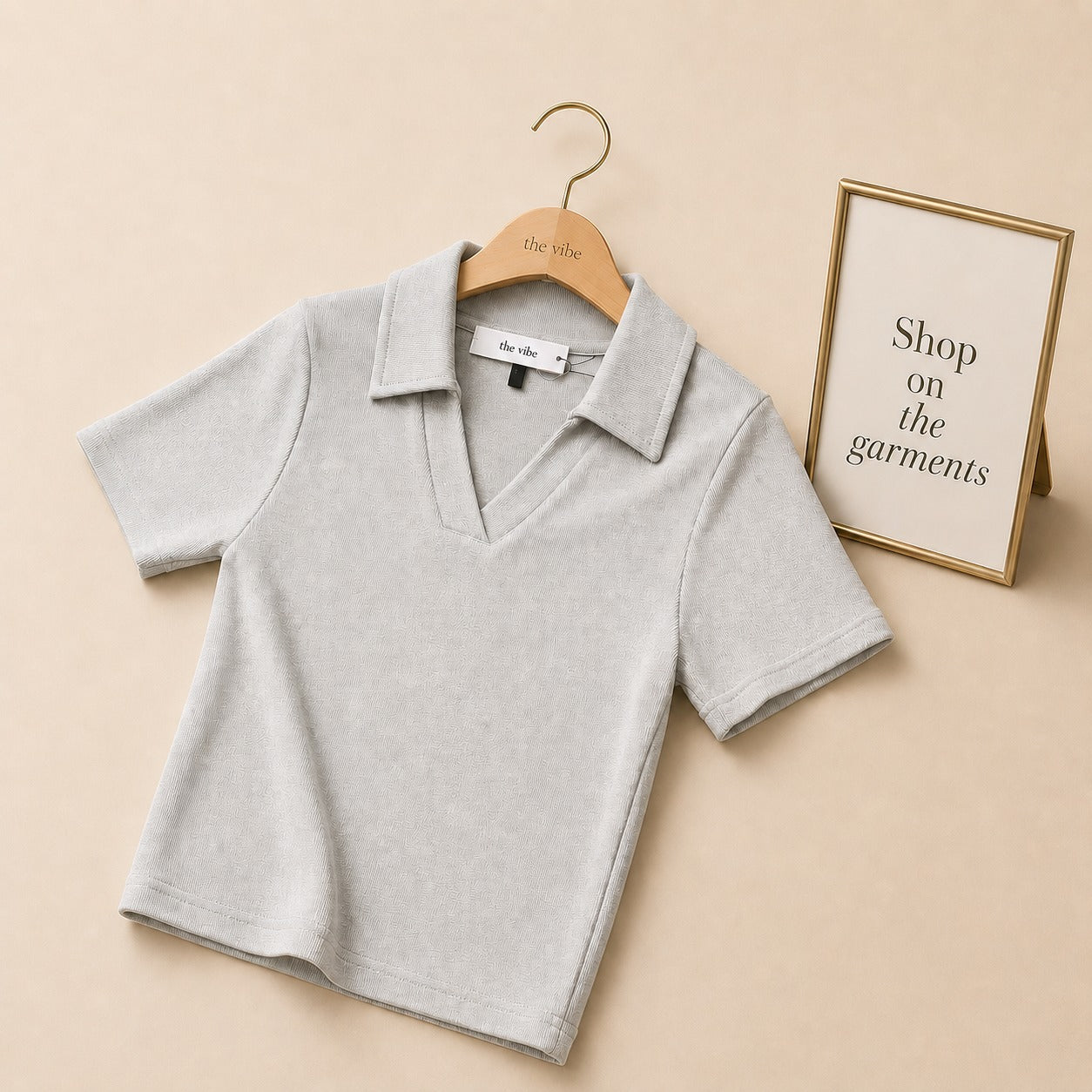 CROP RIB KNIT POLO SHIRT