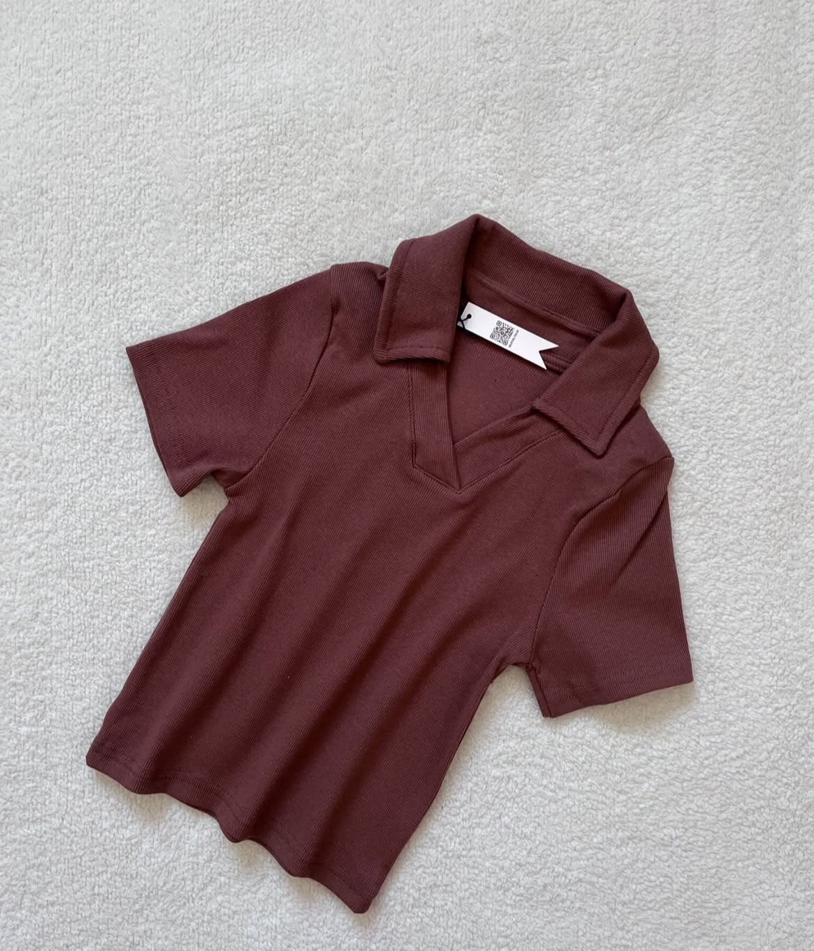 CROP POLO VNECK COLLAR SHIRT
