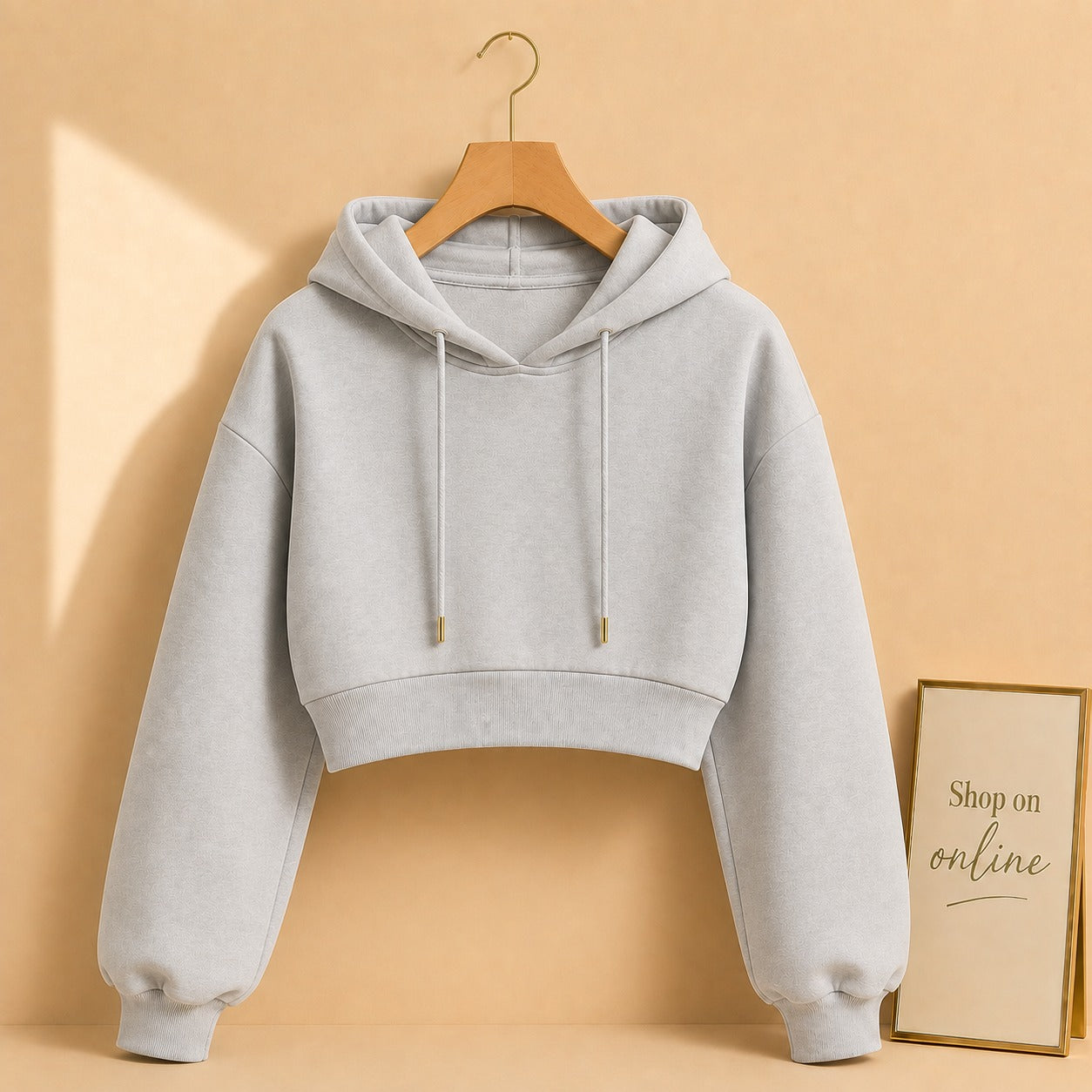 GREY CROP HOODIE