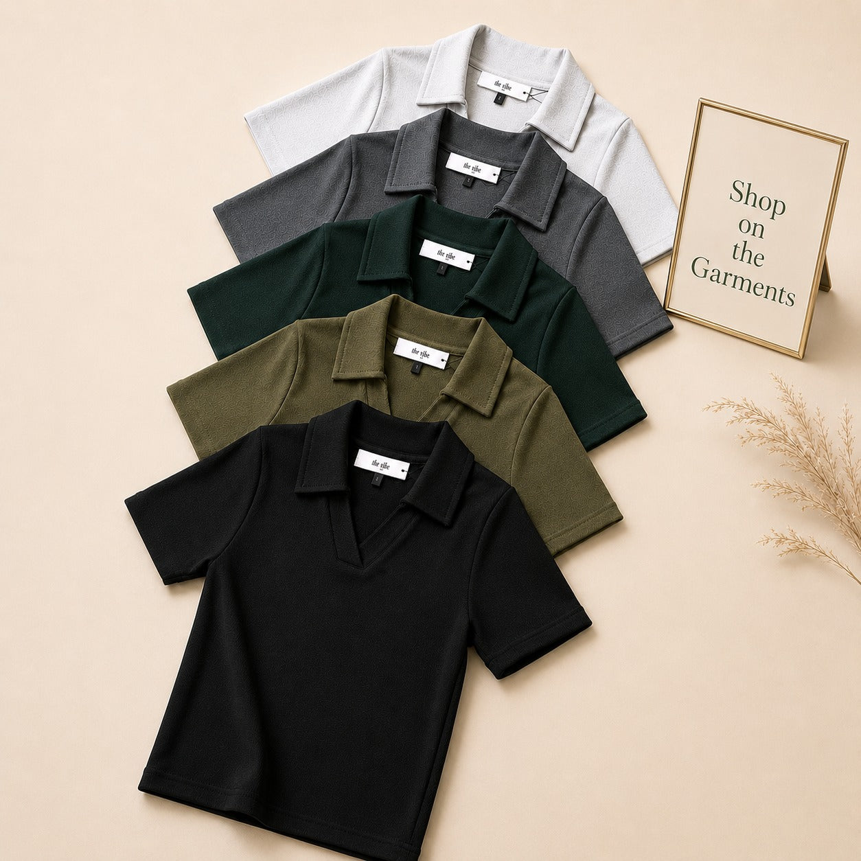 CROP RIB KNIT POLO SHIRT