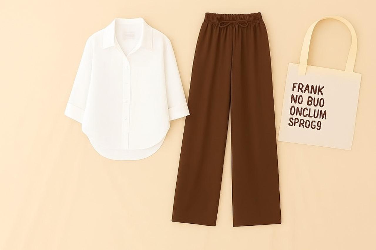 WHITE BUTTON DOWN SHIRT WITH BROWN FLAPPER