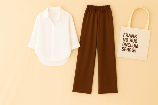 WHITE BUTTON DOWN SHIRT WITH BROWN FLAPPER