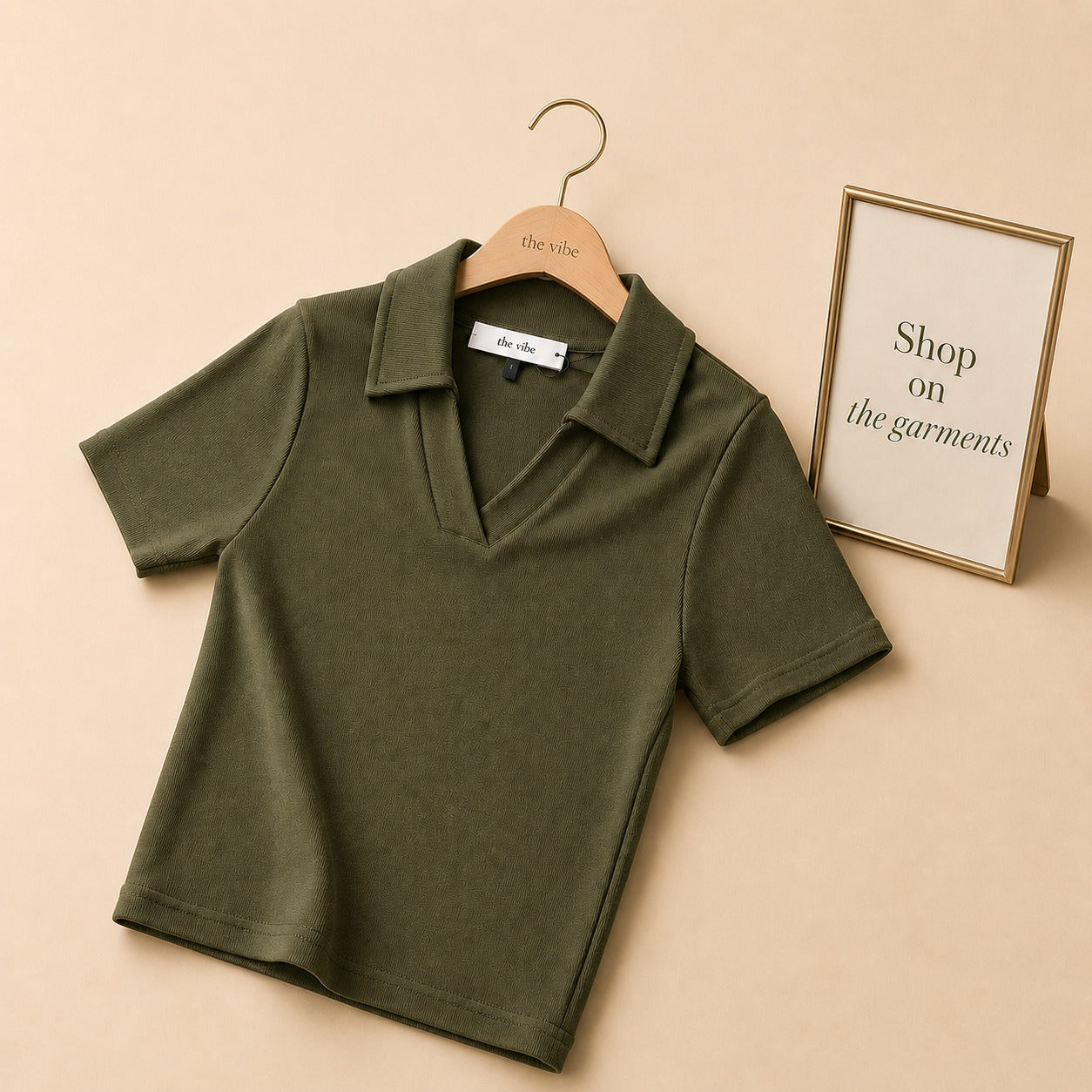 CROP RIB KNIT POLO SHIRT
