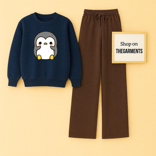 PENGUIN NAVY BLUE SWEATSHIRT WITH BROWN FLAPPER