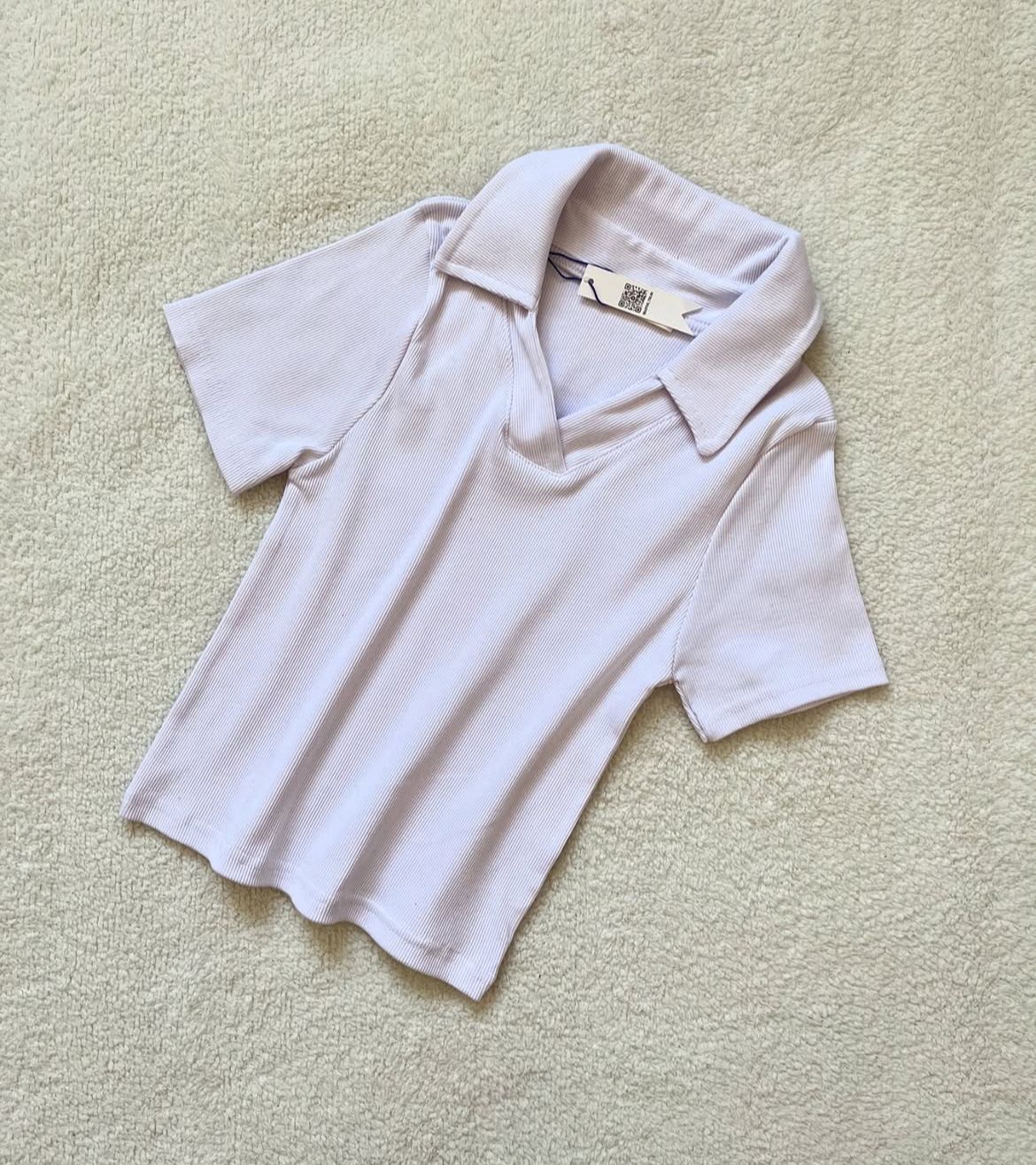 CROP POLO VNECK COLLAR SHIRT