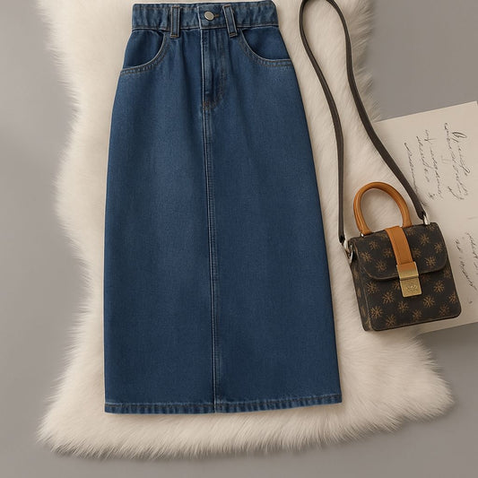 DARK BLUE DENIM SKIRT