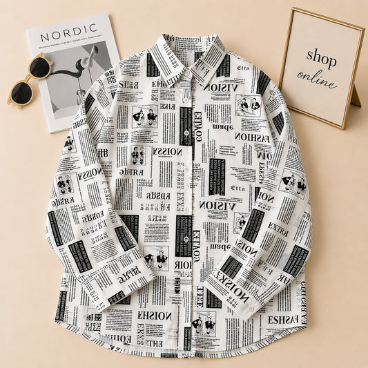 NEWSPAPER BUTTON SHIRT