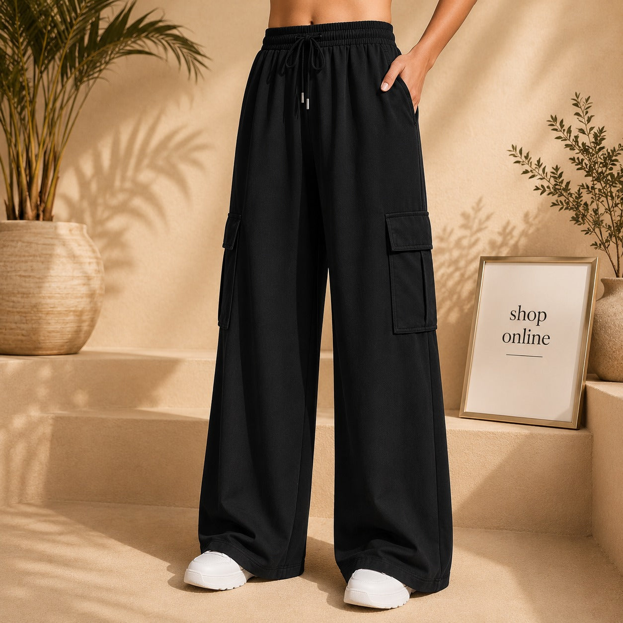 BLACK CARGO TROUSER
