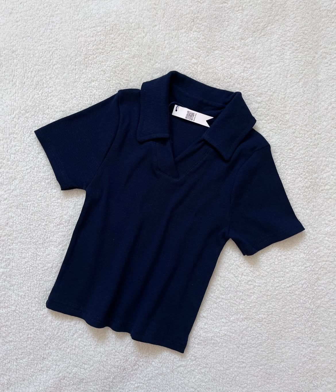 CROP POLO VNECK COLLAR SHIRT