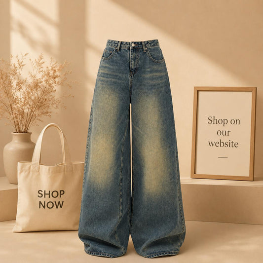 VINTAGE GREENISH BLUE FADED JEANS