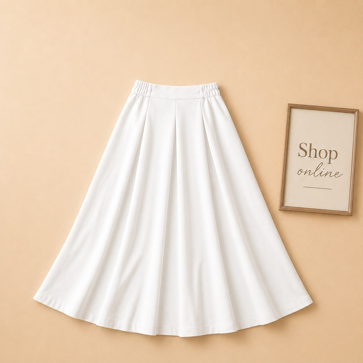WHITE TWILL LONG SKIRT