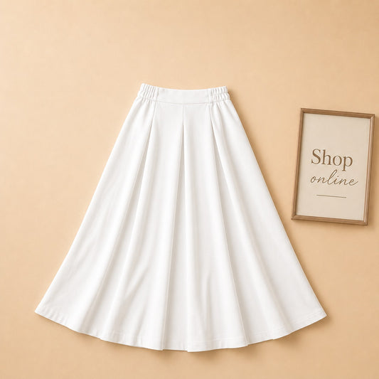 WHITE TWILL LONG SKIRT