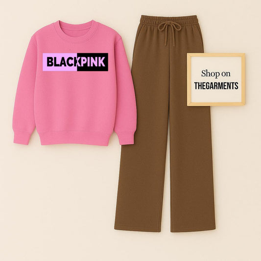BLACKPINK PINK SWEATSHIRT WITH BROWN FLAPPER