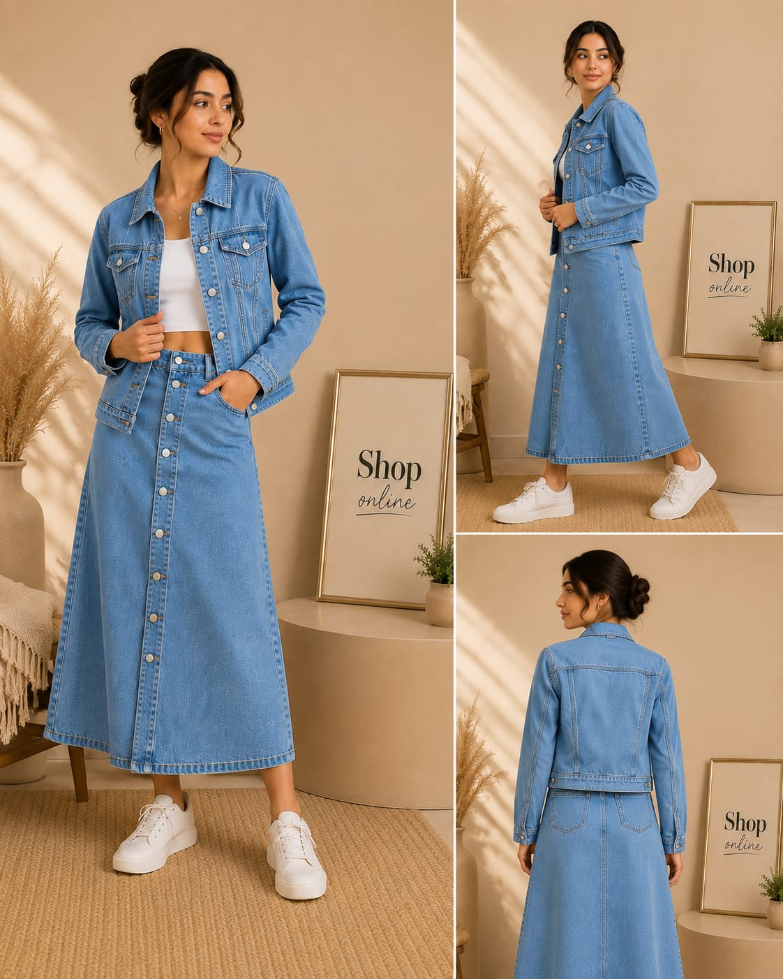 SKY BLUE DENIM JACKET WITH SKY BLUE DENIM SKIRT