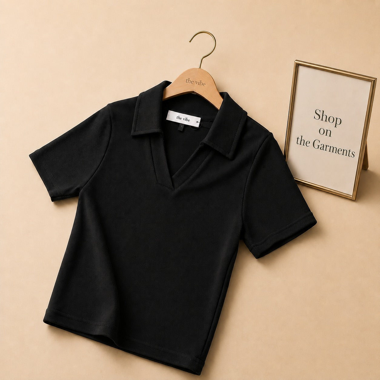 CROP RIB KNIT POLO SHIRT
