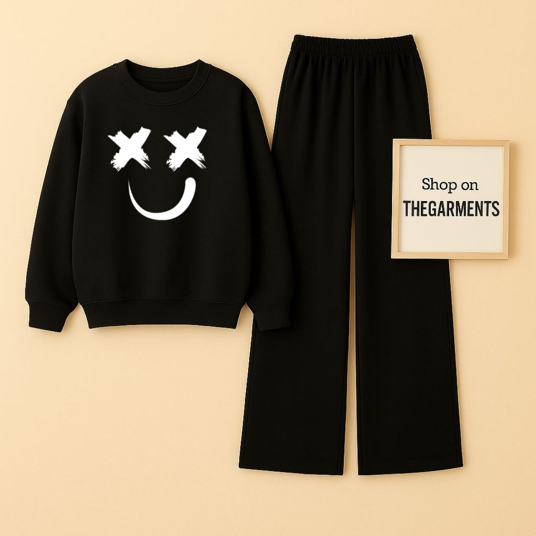 X FACE BLACK SWEATSHIRT WITH BLACK FLAPPER