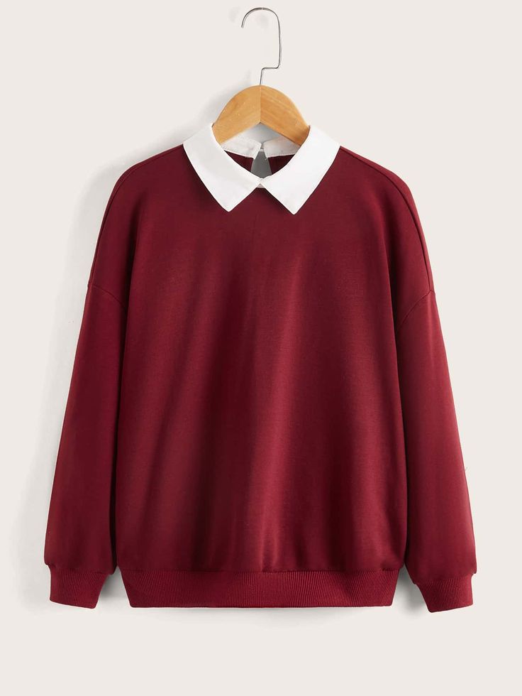 MAROON COLLAR SWEATSHIRT
