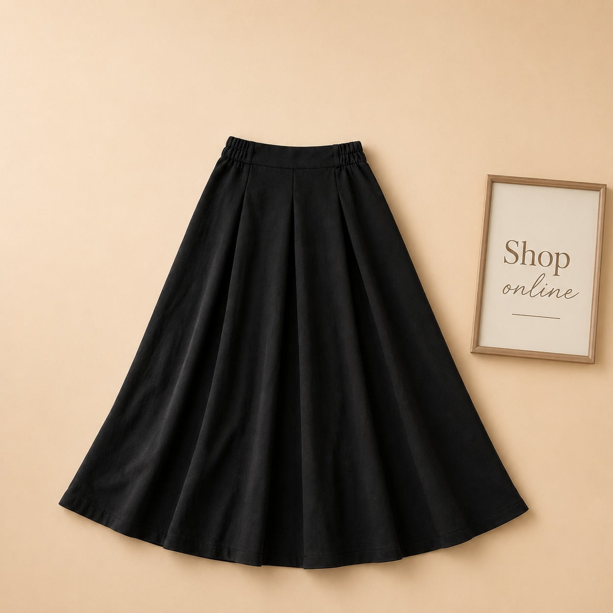 BLACK TWILL LONG SKIRT