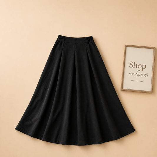 BLACK TWILL LONG SKIRT
