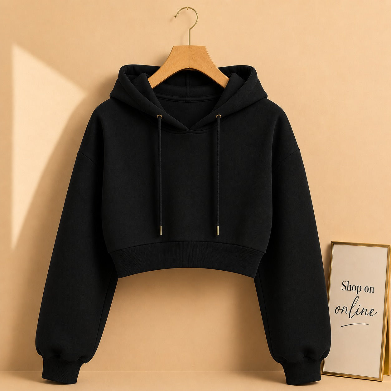 BLACK CROP HOODIE
