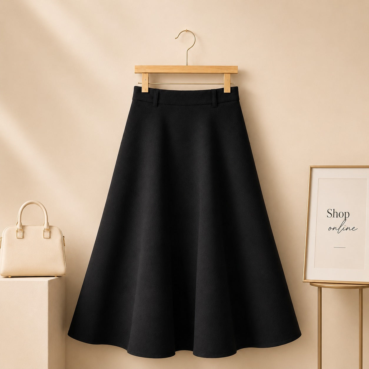 BLACK TWILL LONG SKIRT