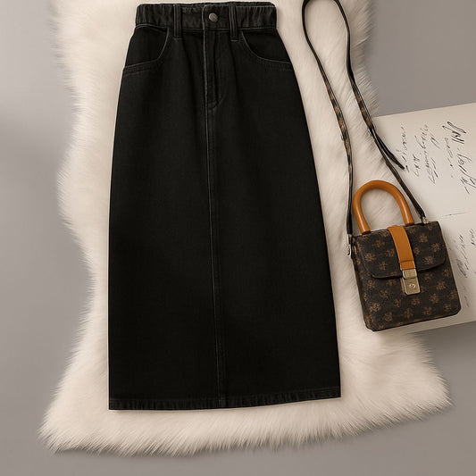 BLACK DENIM SKIRT