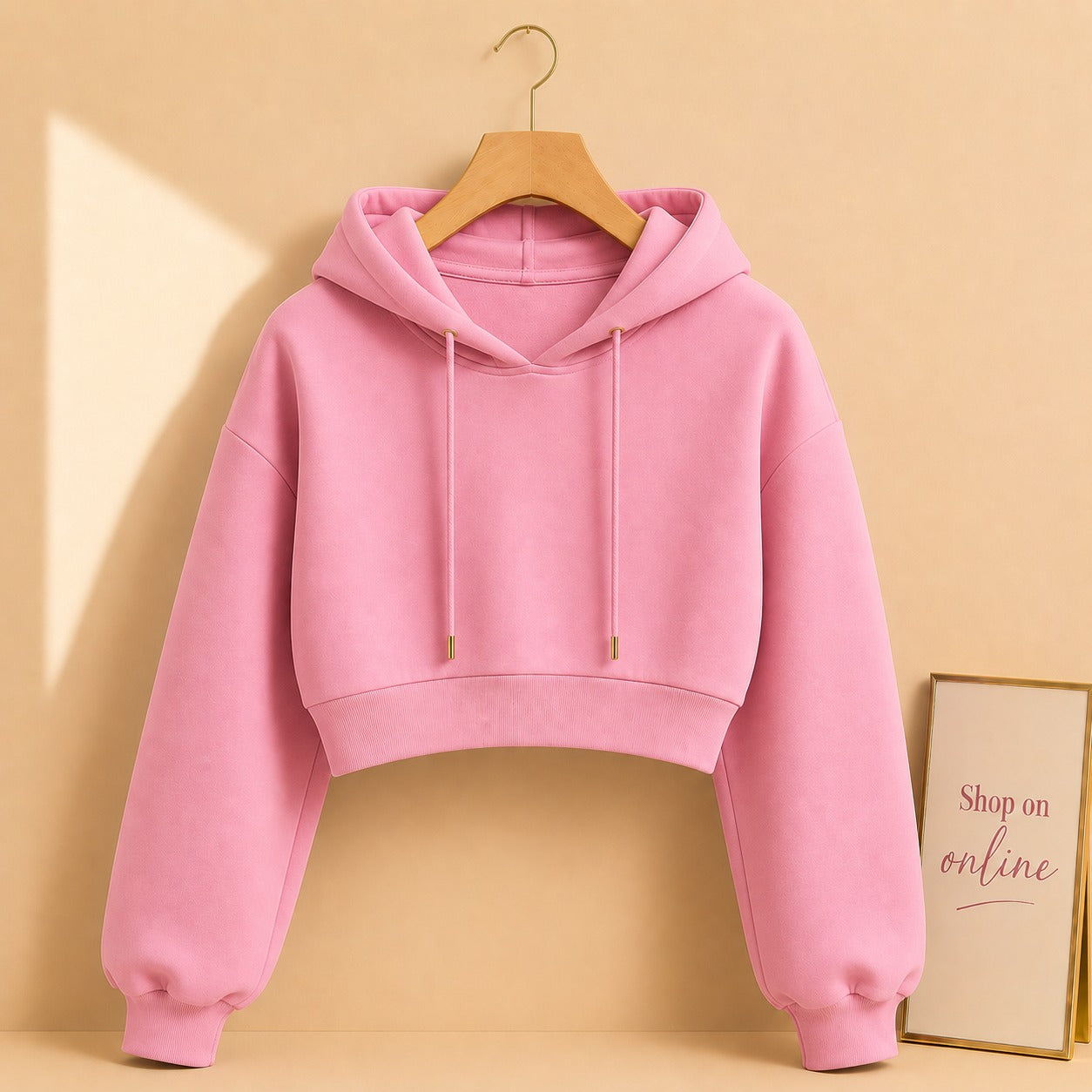 PINK CROP HOODIE