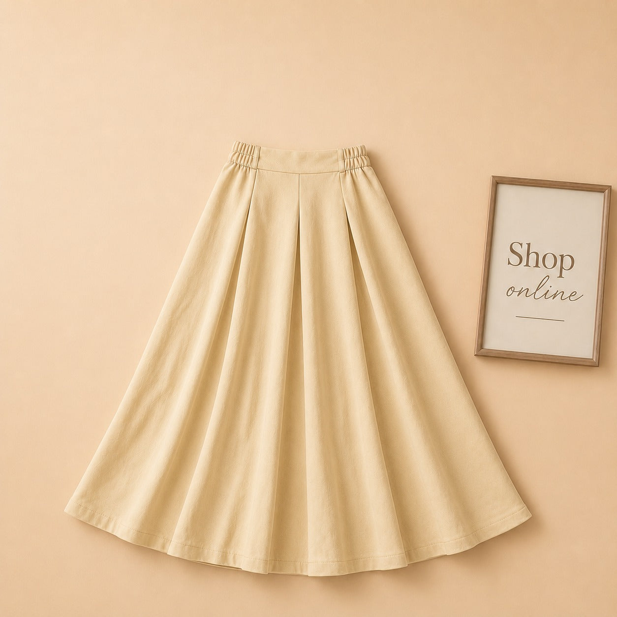 BEIGE TWILL LONG SKIRT