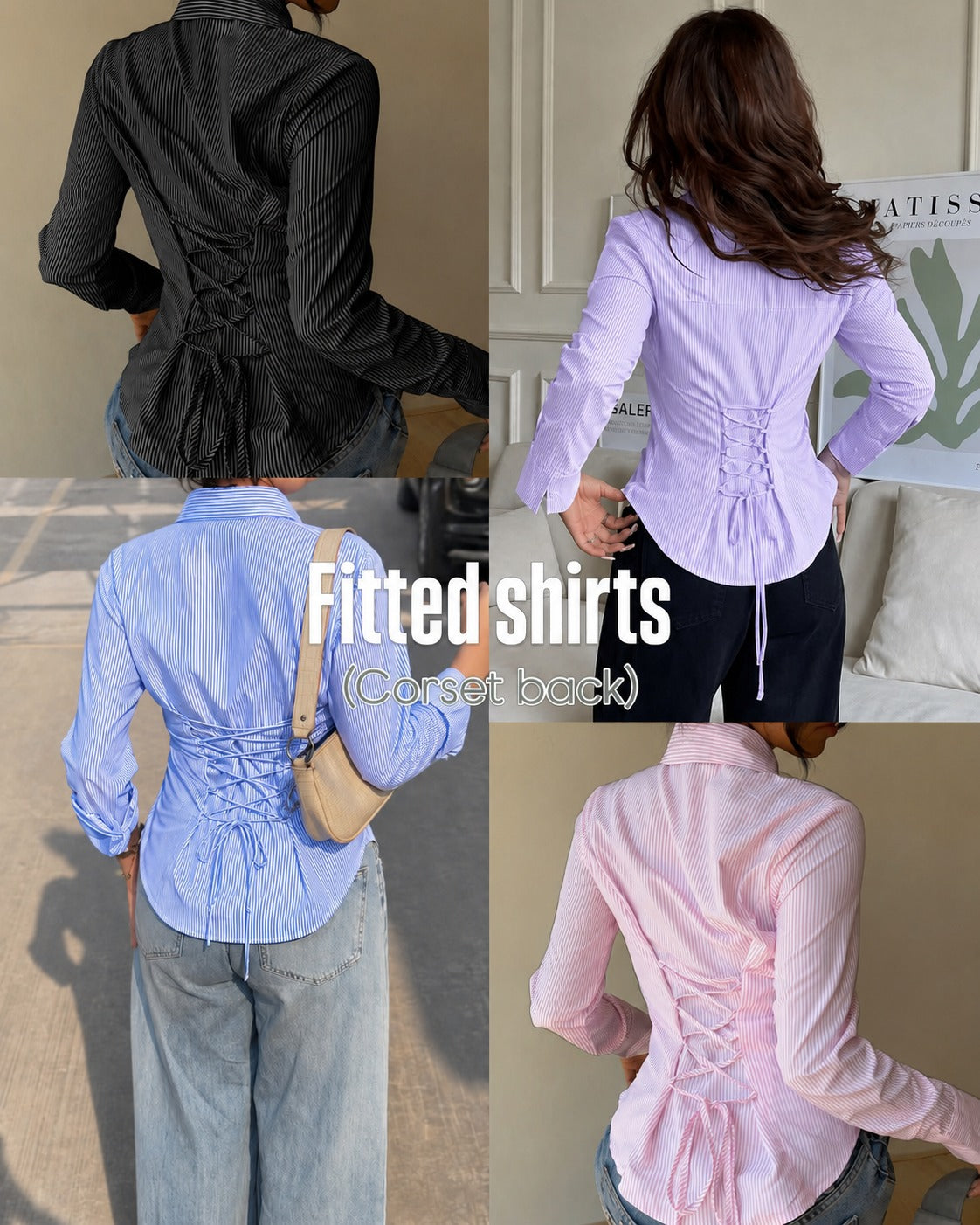 FITTED BUTTON SHIRTS ( CORSET BACK)