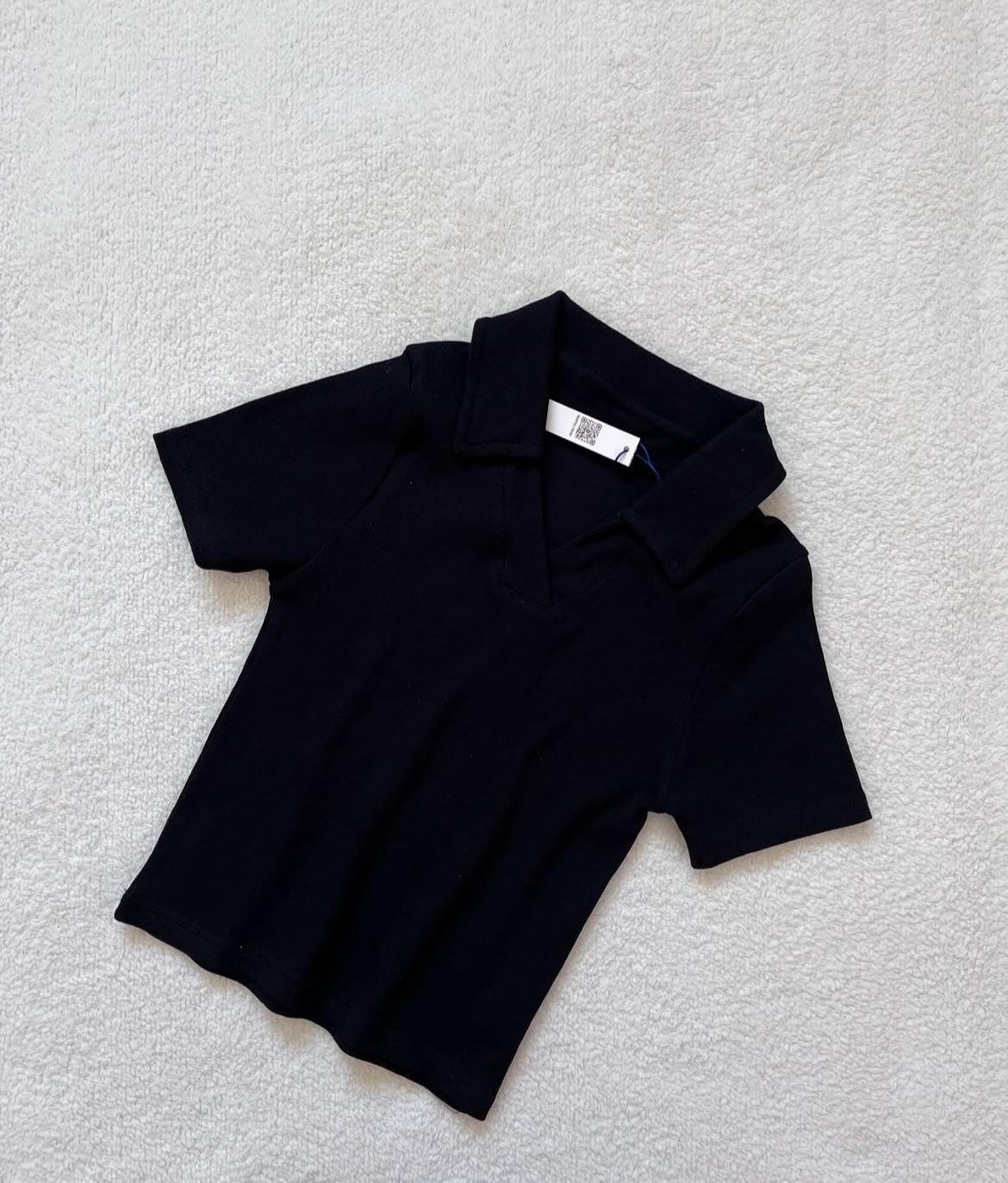 CROP POLO VNECK COLLAR SHIRT