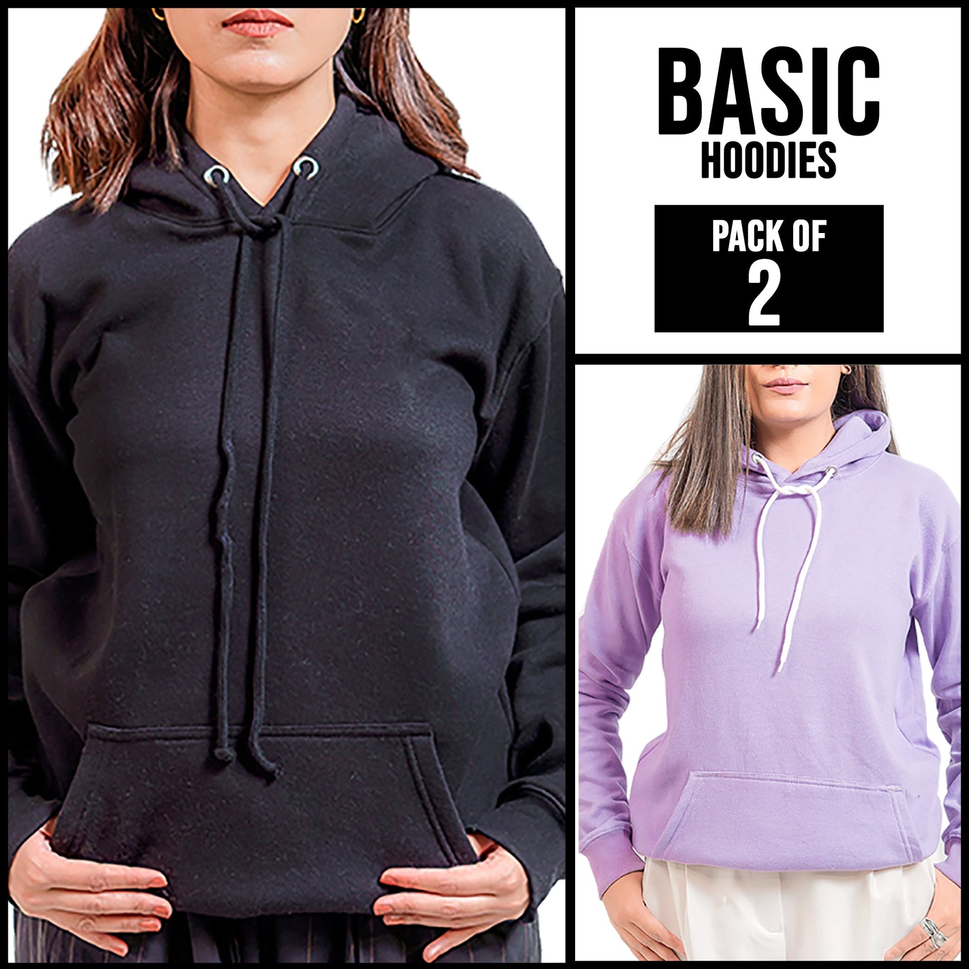 PACK OF 2 BASIC HOODIES FOR WOMEN - teehoodie.co