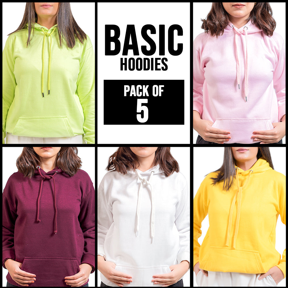 PACK OF 5 BASIC HOODIES FOR WOMEN - teehoodie.co