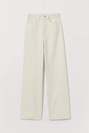 HIGH WAISTED WHITE WIDE LEG JEANS