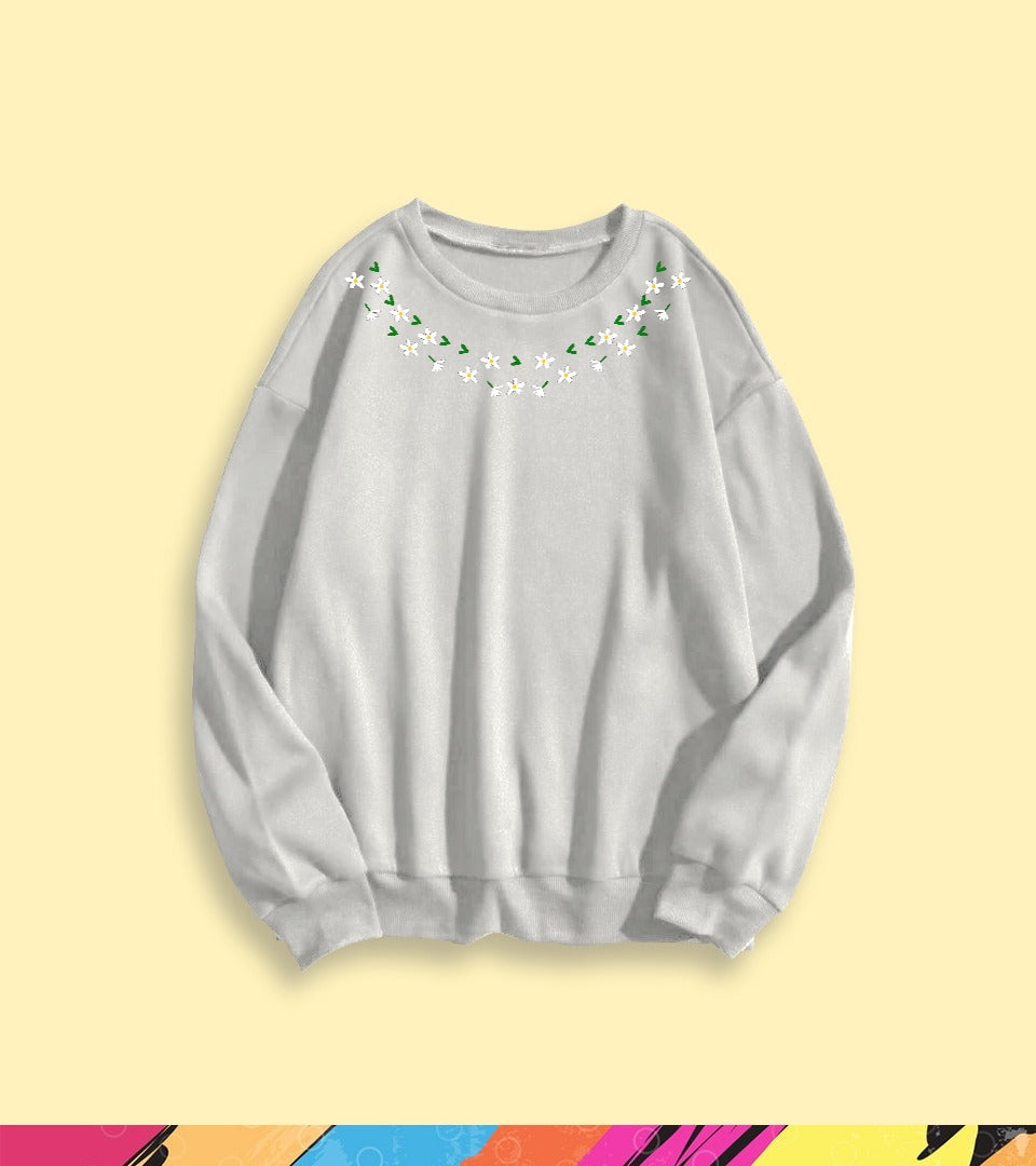 FLOWER NECK SWEATSHIRT - teehoodie.co