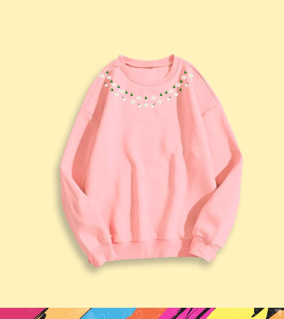 FLOWER NECK SWEATSHIRT - teehoodie.co