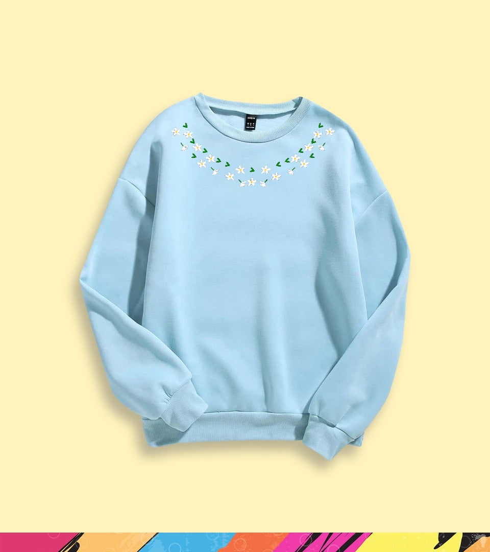 FLOWER NECK SWEATSHIRT - teehoodie.co