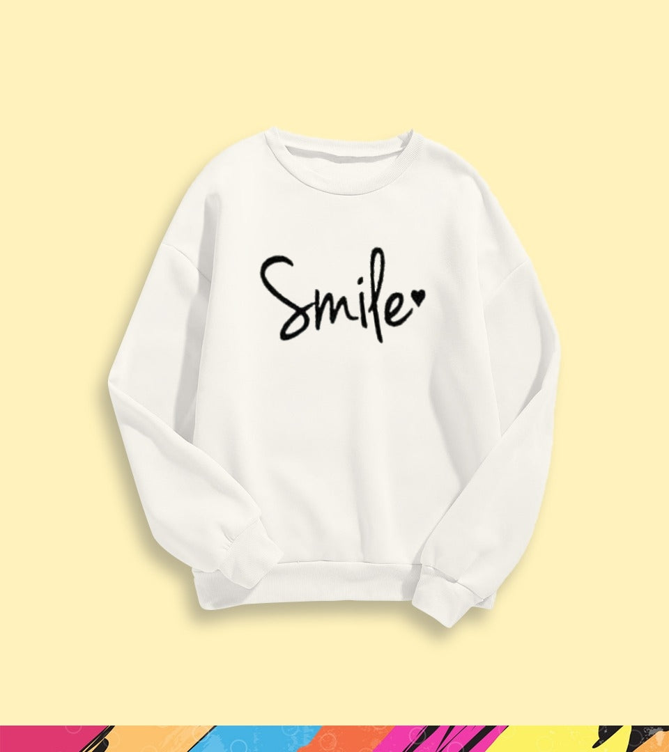 SMILE PRINTED SWEATSHIRT - teehoodie.co