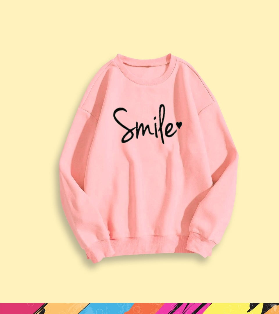 SMILE PRINTED SWEATSHIRT - teehoodie.co