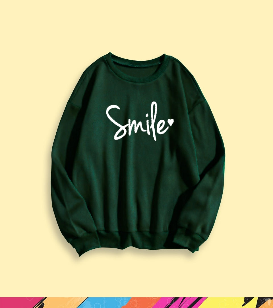 SMILE PRINTED SWEATSHIRT - teehoodie.co