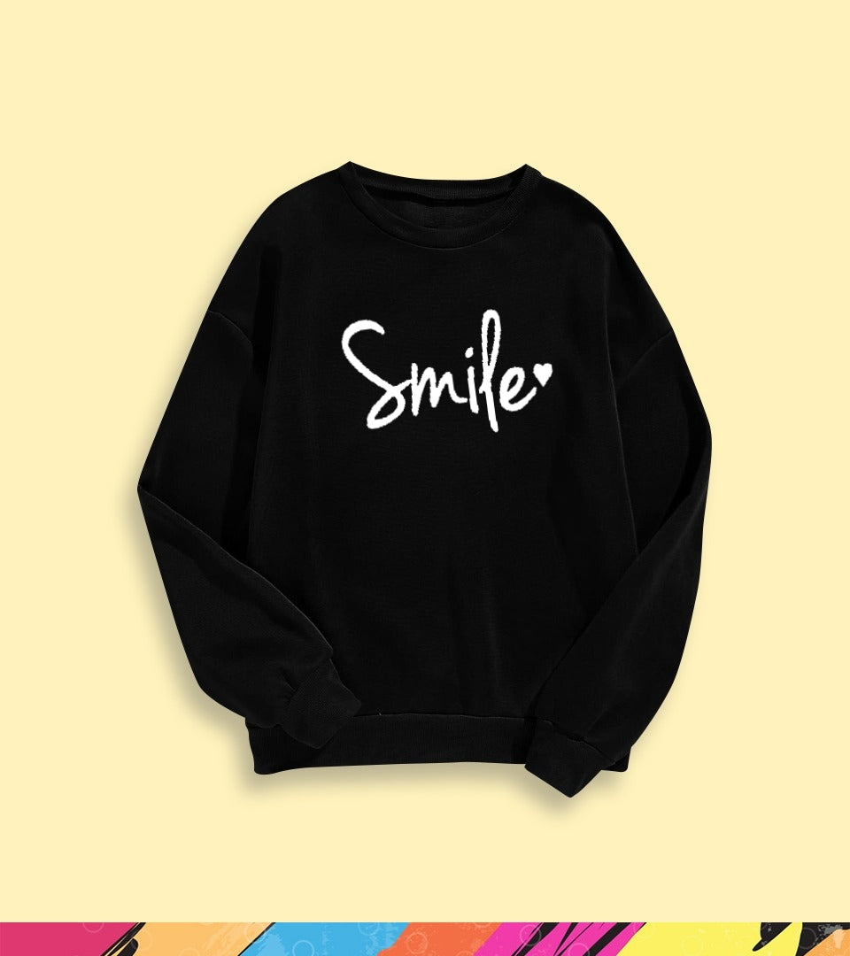 SMILE PRINTED SWEATSHIRT - teehoodie.co