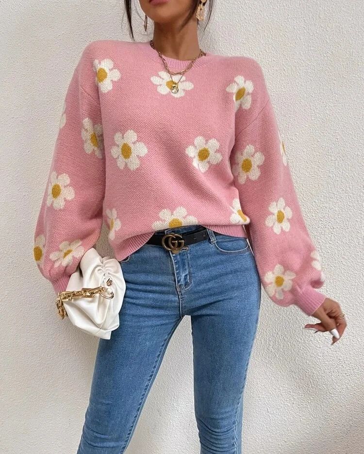 Floral Printed Sweat - teehoodie.co