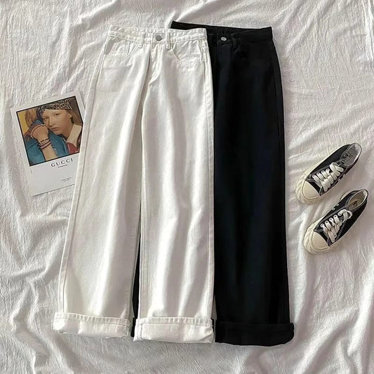 PACK OF 2 BLACK AND WHITE WIDE LEG JEANS