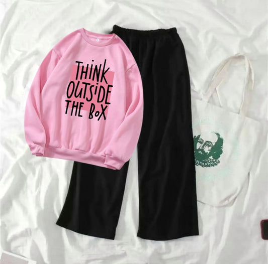 THINK OUTSIDE PINK SWEATSHIRT WITH FLAPPER