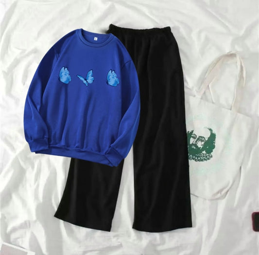 3 BUTTERFLY ROYAL BLUE SWEATSHIRT WITH FLAPPER