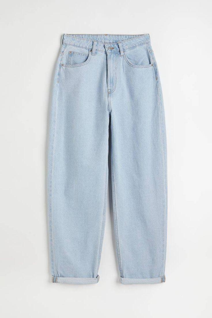 ICE BLUE MOM JEANS HIGH WAISTED