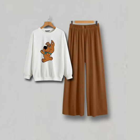 SCOBY DO WHITE SWEATSHIRT WITH BROWN FLAPPER