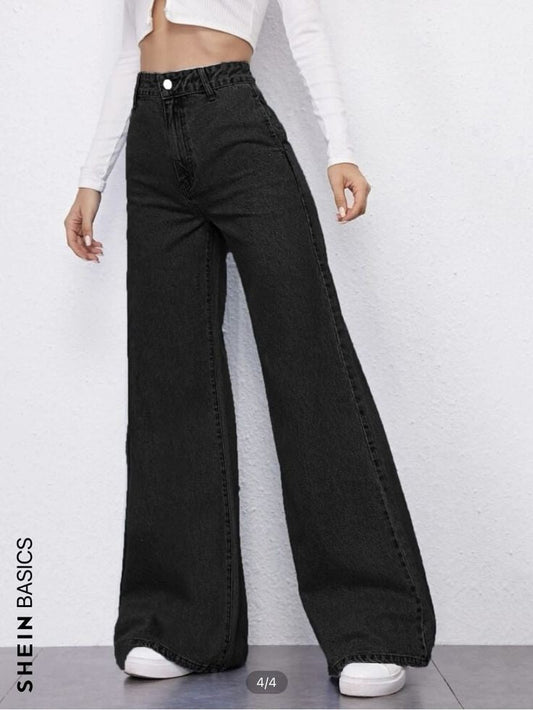 BLACK WIDE LEG JEANS