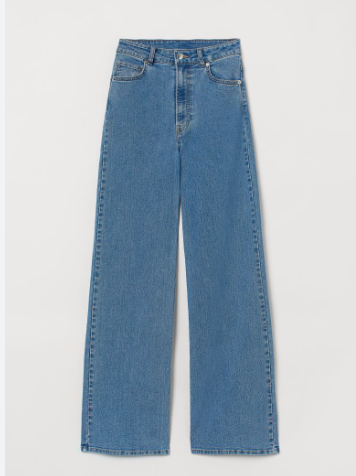 SKYISH MID BLUE WIDE LEG JEANS HIGH WAISTED