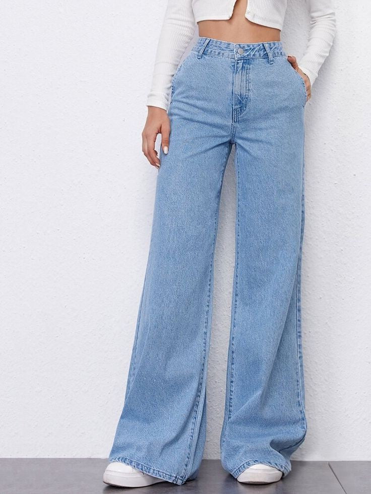 SKY BLUE WIDE LEG JEANS